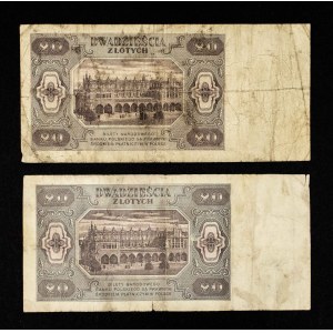 Polen, PRL, Satz von 2 Banknoten 20 Zloty 1.07.1948, Serie ET, GG.