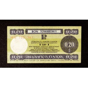 Pewex, Bon Towarowy, 20 centów 1.10.1979, seria HN.