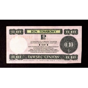 Pewex, Bon Towarowy, 10 centów 1.10.1979, seria IB.