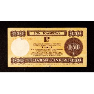 Pewex, Bon Towarowy, 50 centów 1.10.1979, seria HC.
