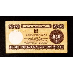 Pewex, Bon Towarowy, 50 centów 1.10.1979, seria HC.