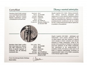 Pologne, République de Pologne depuis 1989, 10 PLN 2013, 200e anniversaire de la naissance de Hipolit Cegielski