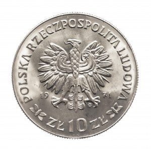 Polsko, Polská lidová republika, 10 zlotých 1971, 50. výročí 3. slezského povstání, vzorek niklu