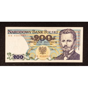 Polsko, PRL, 200 ZŁOTYCH 1.06.1986, série DB.