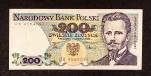 Poľsko, PRL, 200 ZŁOTYCH 1.06.1986, séria DB.
