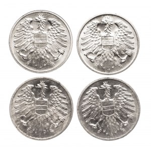 Austria, set of 4 coins 2 pennies 1952, 1968, 1976