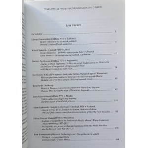 Warszawski Pamiętnik Numizmatyczny 3, Warschau 2014.
