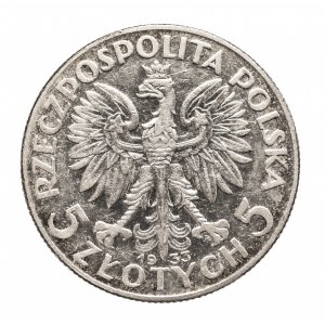 Polen, Zweite Polnische Republik, 5 Zloty 1933, Kopf einer Frau, Warschau