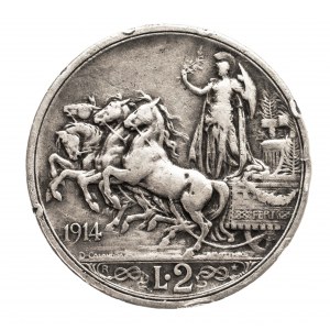 Italy, King Victor Emmanuel III, 2 lira 1914