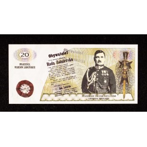 Polska od 1989 roku, Jarocin, 20 Wiarusów Jarocińskich, Stanisław Taczak, Powstanie Wielkopolskie, 8.11.2010 - banknot kolekcjonerski.