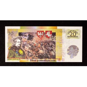 Polska od 1989 roku, Białowieża, 20 Łowczych Białowieskich, Bitwa pod Grunwaldem, 17.04.2010 - banknot kolekcjonerski.