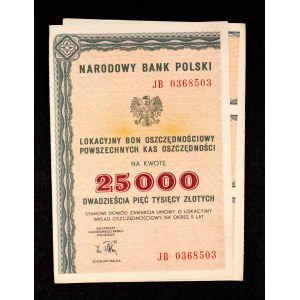 PRL, NBP, PKO, Lokacyjny Bon Oszczędnościowy na 25000 złotych Poznań 1989.
