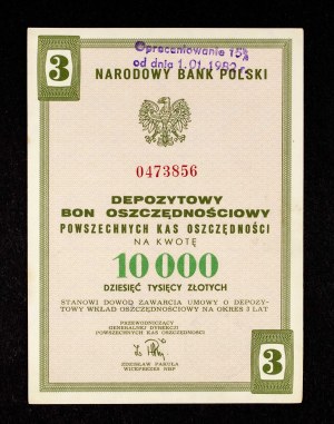 People's Republic of Poland, NBP, PKO, Deposit Savings Bond for 10,000 zloty Poznań 1983.