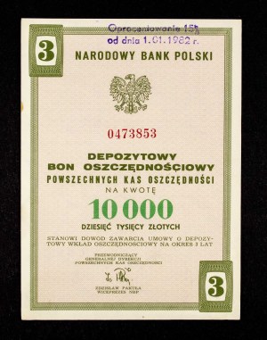 People's Republic of Poland, NBP, PKO, Deposit Savings Bond for 10,000 zloty Poznań 1983.