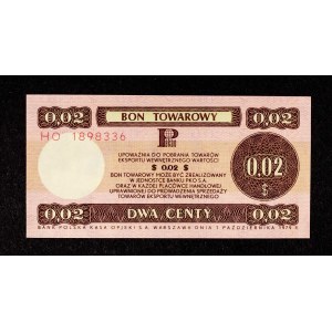 PRL, Pewex, Bon Towarowy, 2 centy 1.10.1979, seria HO.