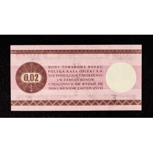 PRL, Pewex, Bon Towarowy, 2 centy 1.10.1979, seria HO.