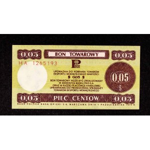 PRL, Pewex, Bon Towarowy, 5 centów 1.10.1979, seria HA.