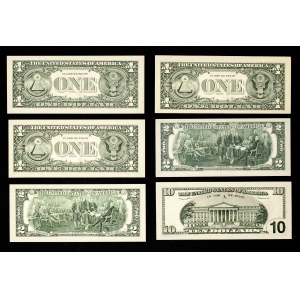 USA, zestaw 6 banknotów, 17 dolarów.