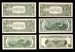 USA, set of 6 bills, $17.