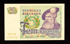 Sweden 5 kroner 1981.