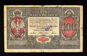 General Government of Warsaw, 100 Polish marks 9.12.1916, jeneral, Series A.