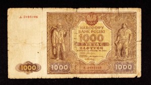 Poland, PRL (1944-1989), 1000 ZŁOTYCH 15.01.1946, series A.