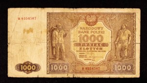 Poland, PRL (1944-1989), 1000 ZŁOTYCH 15.01.1946, series B.