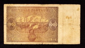 Poland, PRL (1944-1989), 1000 ZŁOTYCH 15.01.1946, series B.