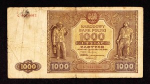 Poland, PRL (1944-1989), 1000 ZŁOTYCH 15.01.1946, series C.