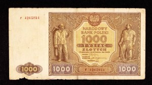 Poland, PRL (1944-1989), 1000 ZŁOTYCH 15.01.1946, F series.