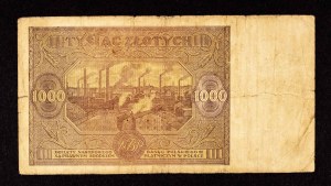 Poland, PRL (1944-1989), 1000 ZŁOTYCH 15.01.1946, G series.