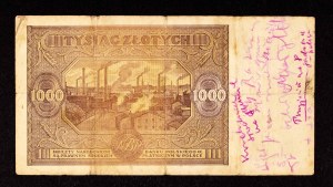 Poland, PRL (1944-1989), 1000 ZŁOTYCH 15.01.1946, K series.