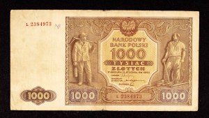 Poland, PRL (1944-1989), 1000 ZŁOTYCH 15.01.1946, L series.