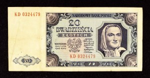 Poland, PRL (1944 - 1989), 20 ZŁOTYCH 1.07.1948, KD series.