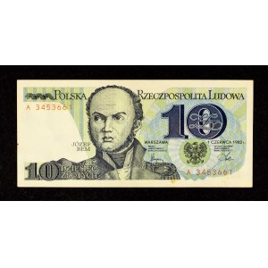 Polska, PRL (1944-1989), 10 ZŁOTYCH 1.06.1982, seria A.