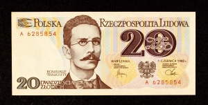 Poland, People's Republic of Poland (1944 - 1989), 20 ZŁOTYCH 1.06.1982, series A.