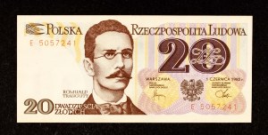 Poland, People's Republic of Poland (1944 - 1989), 20 ZŁOTYCH 1.06.1982, E series.