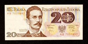 Poland, PRL (1944 - 1989), 20 ZŁOTYCH 1.06.1982, AB series.