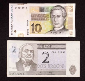 Estonia, Croatia, set of 2 banknotes.