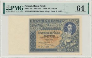 Poland, Second Republic (1918-1939), 20 zloty 1931, DK series, PMG 64.