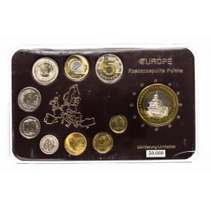 Polska, Rzeczpospolita od 1989 roku, zestaw nominałowy monet obiegowych 1992-2004 w etui