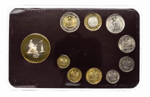 Poland, the Republic since 1989, denomination set of circulation coins 1992-2004 in a case