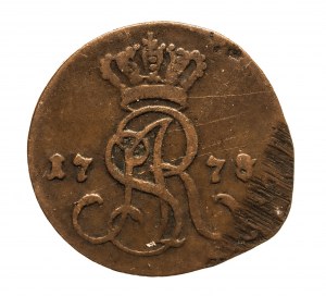 Poland, Stanislaw August Poniatowski, penny 1778 E.B. Warsaw. Destrukt (?).