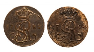 Poland, Stanislaw August Poniatowski, set of 2 x pennies 1787 and 1794, Warsaw.