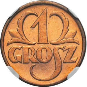 Polska II RP, 1 grosz 1938, Warszawa. NGC MS 65 RD.