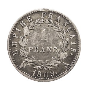 Francja, Napoleon Bonaparte, 1 frank 1809 A, Paryż