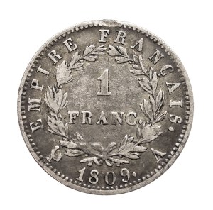 France, Napoleon Bonaparte, 1 franc 1809 A, Paris
