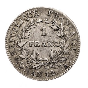 Francja, Napoleon Bonaparte, 1 frank AN 12 (1803) A, Paryż