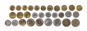 Poland, Republic of Poland since 1989, set of 30 coins from 1 grosz to 5 zlotys, various vintages, Warsaw and 1 grosz 2013 London.