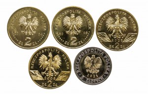 Poland, the Republic since 1989, set of 5 commemorative coins.